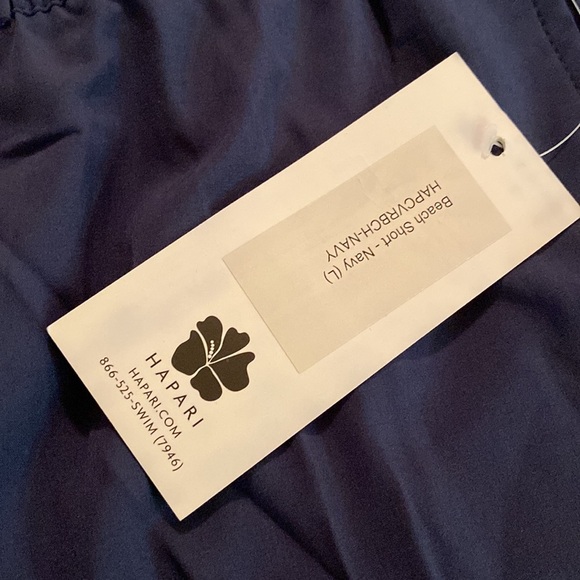 Hapari navy blue beach short. Size L. Elastic tie waist. Mesh pockets. - Picture 6 of 6